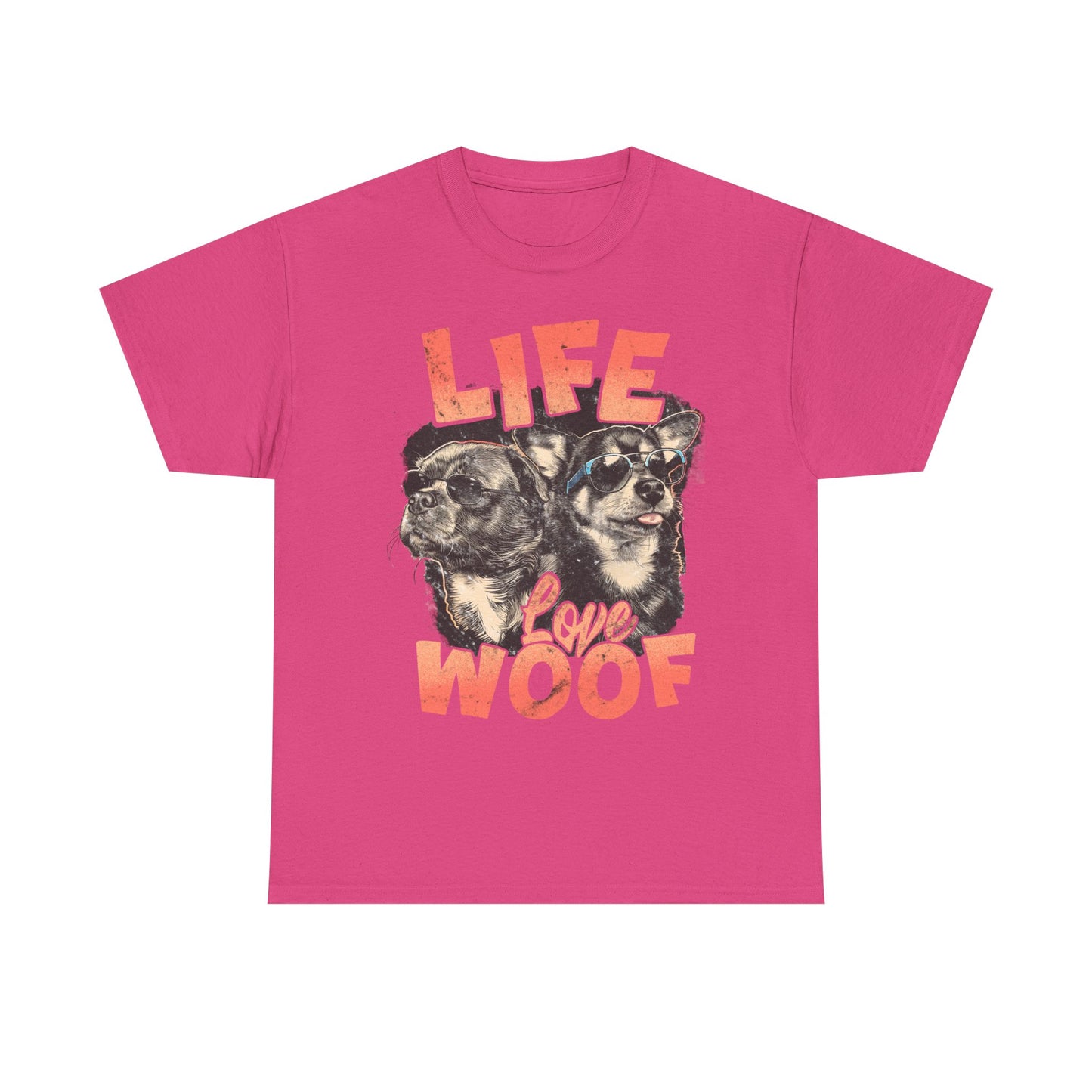 Dog Lover Tee - Life Love Woof Unisex Heavy Cotton