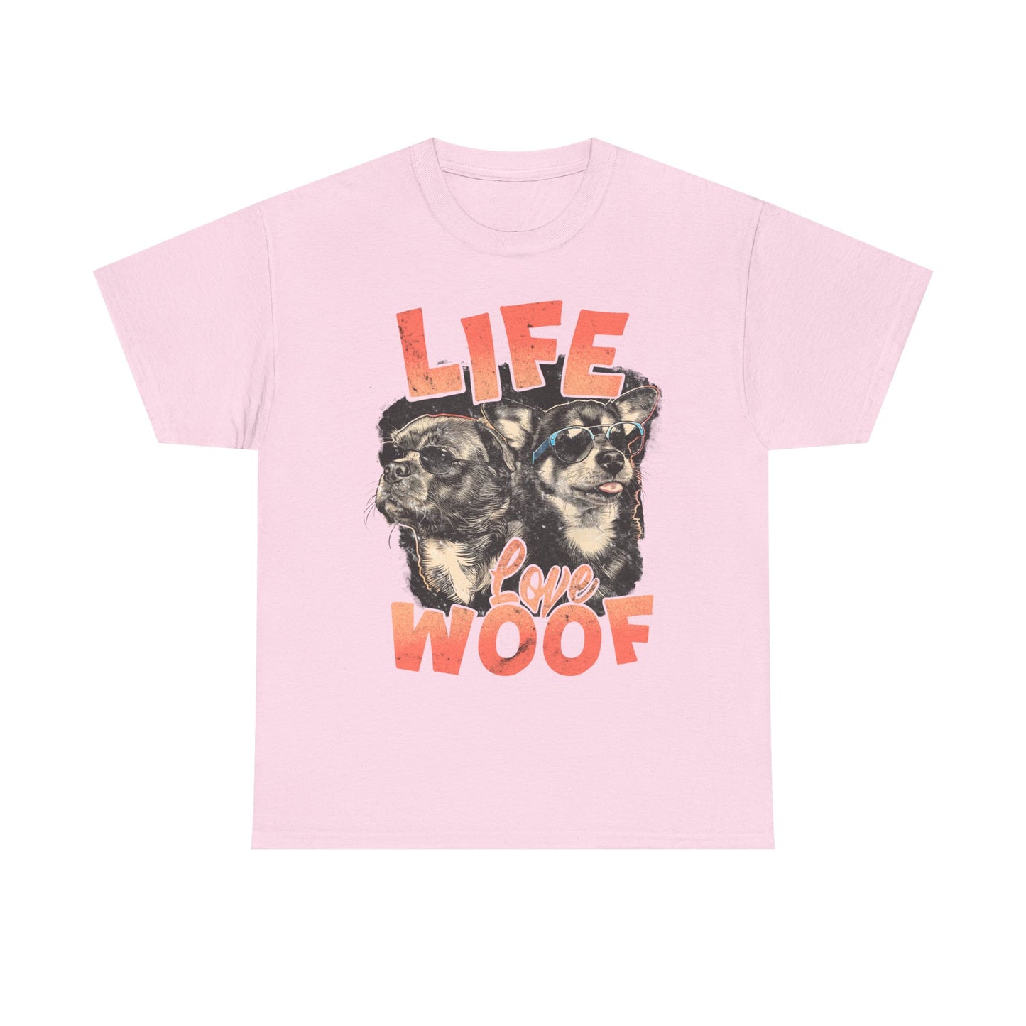 Dog Lover Tee - Life Love Woof Unisex Heavy Cotton