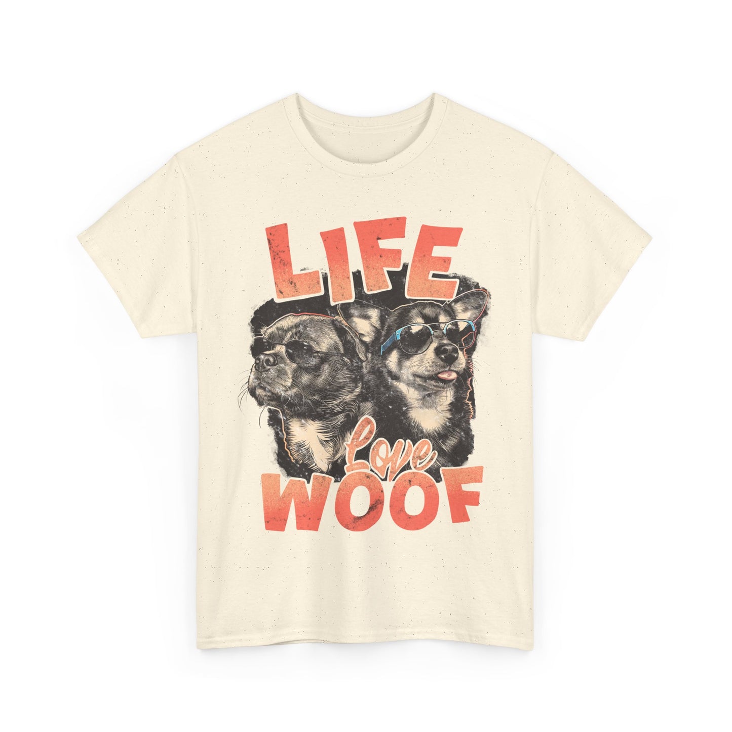 Dog Lover Tee - Life Love Woof Unisex Heavy Cotton