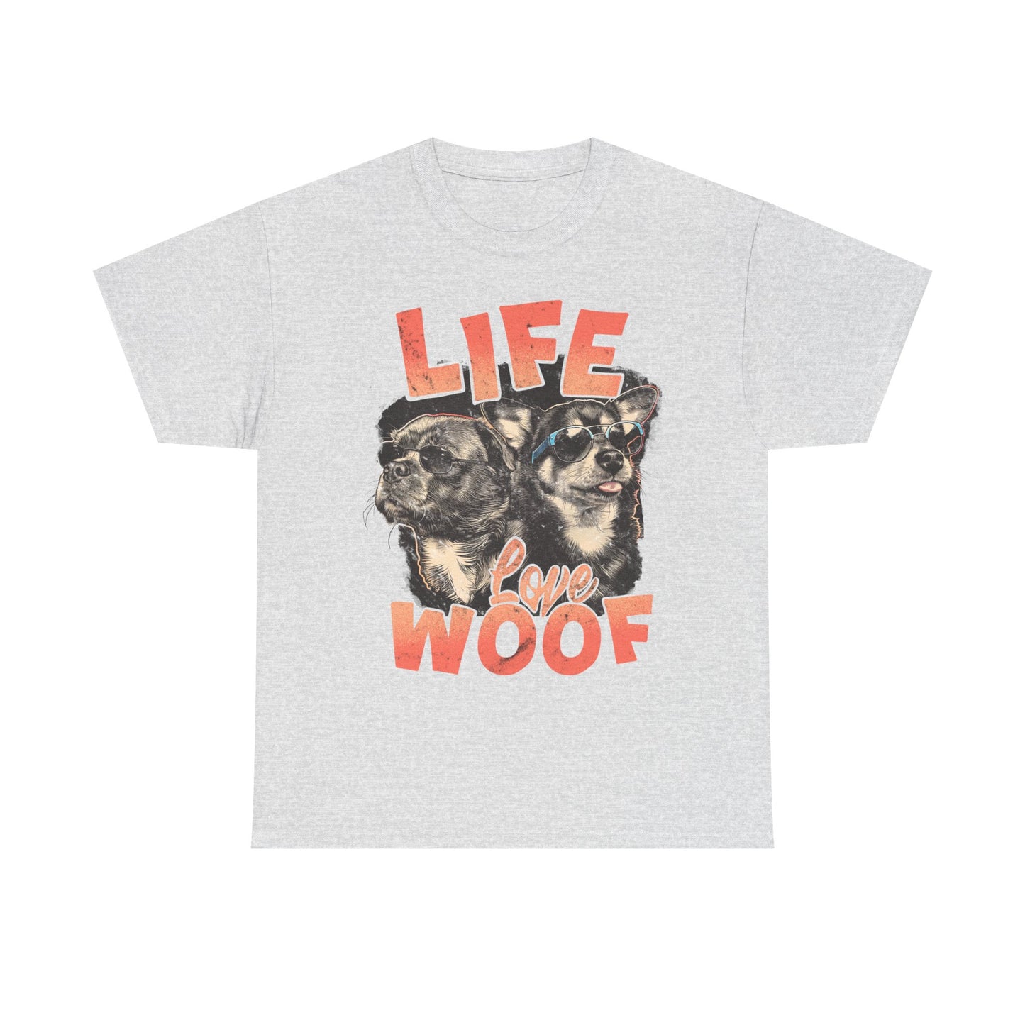 Dog Lover Tee - Life Love Woof Unisex Heavy Cotton