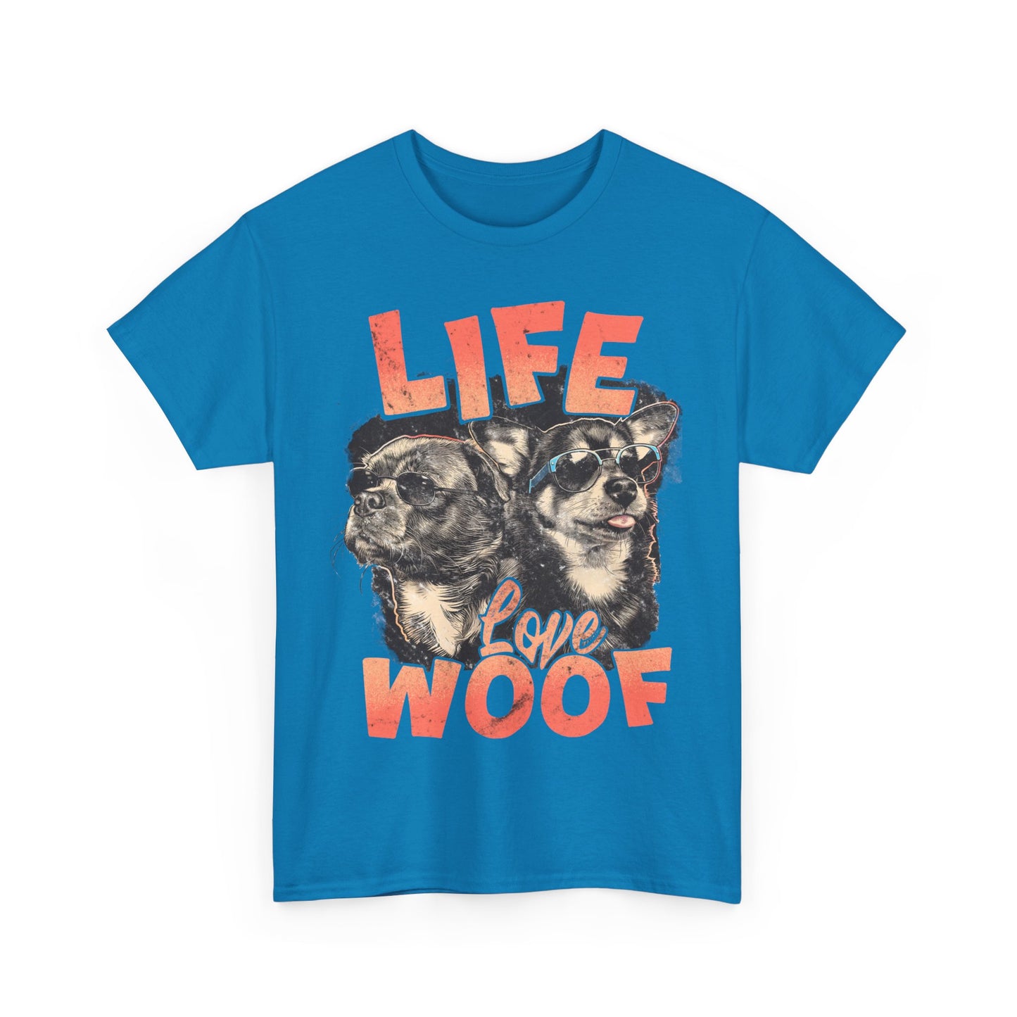 Dog Lover Tee - Life Love Woof Unisex Heavy Cotton