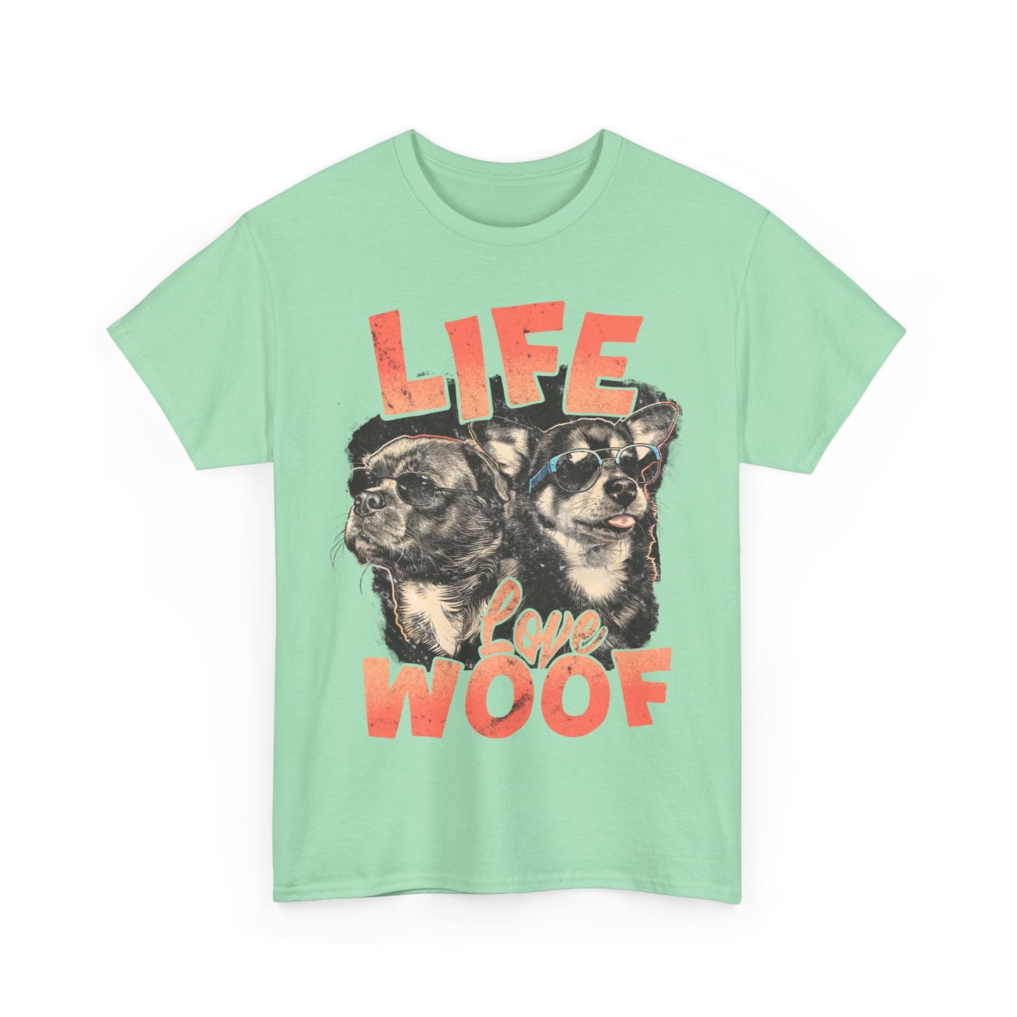 Dog Lover Tee - Life Love Woof Unisex Heavy Cotton