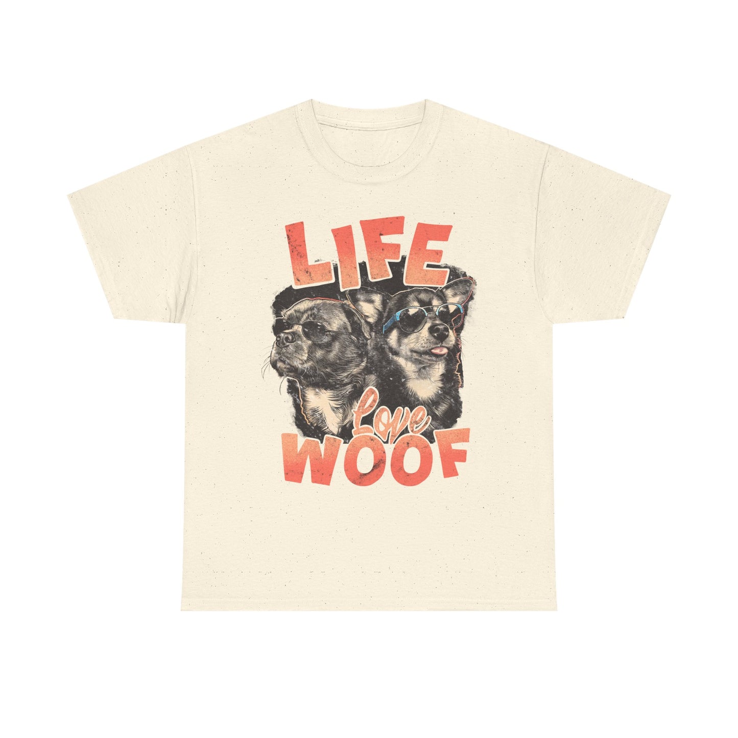 Dog Lover Tee - Life Love Woof Unisex Heavy Cotton