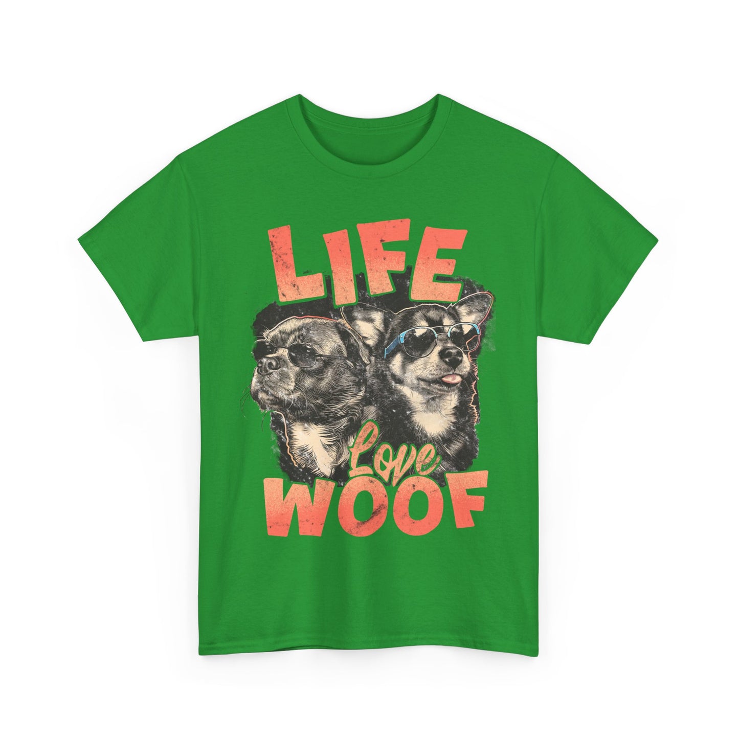 Dog Lover Tee - Life Love Woof Unisex Heavy Cotton