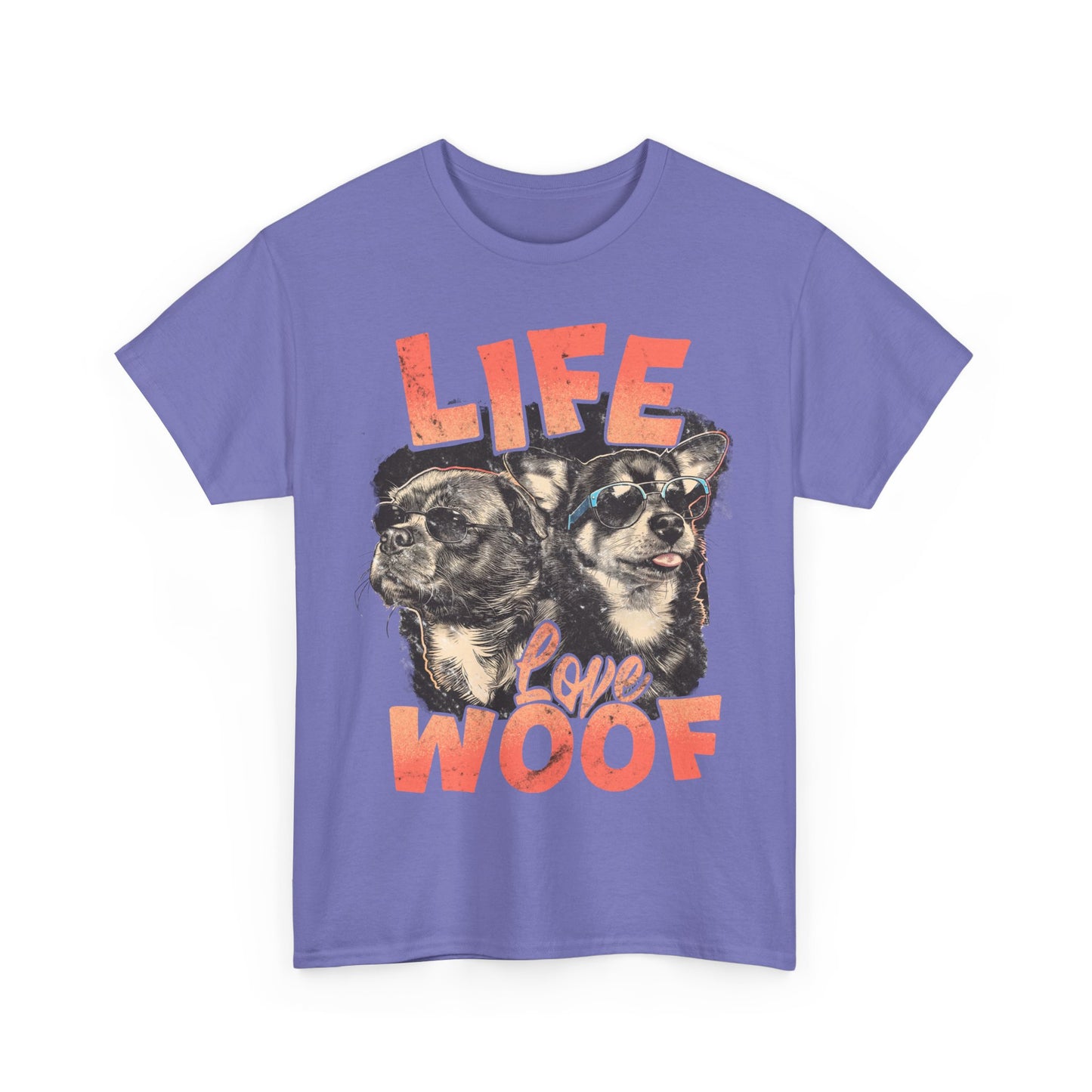 Dog Lover Tee - Life Love Woof Unisex Heavy Cotton