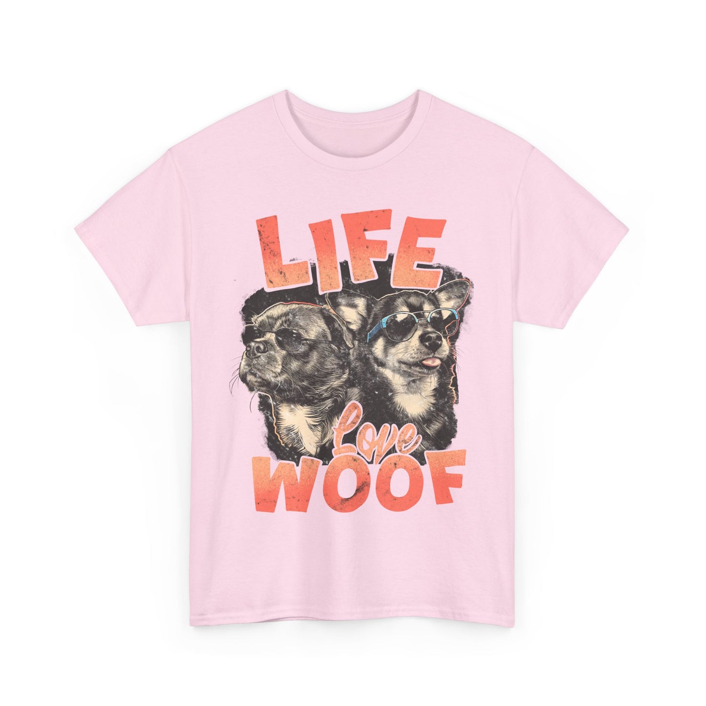 Dog Lover Tee - Life Love Woof Unisex Heavy Cotton
