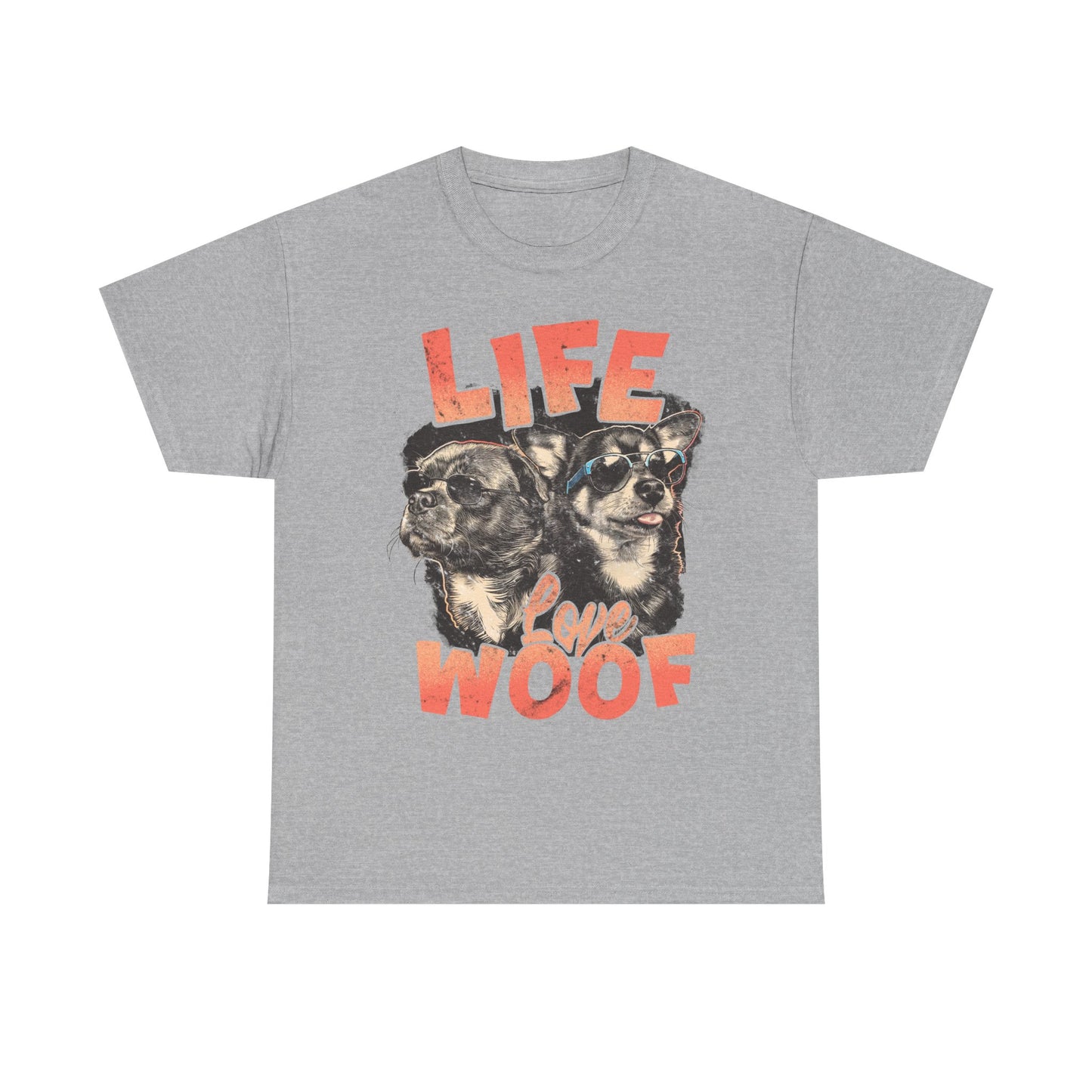 Dog Lover Tee - Life Love Woof Unisex Heavy Cotton