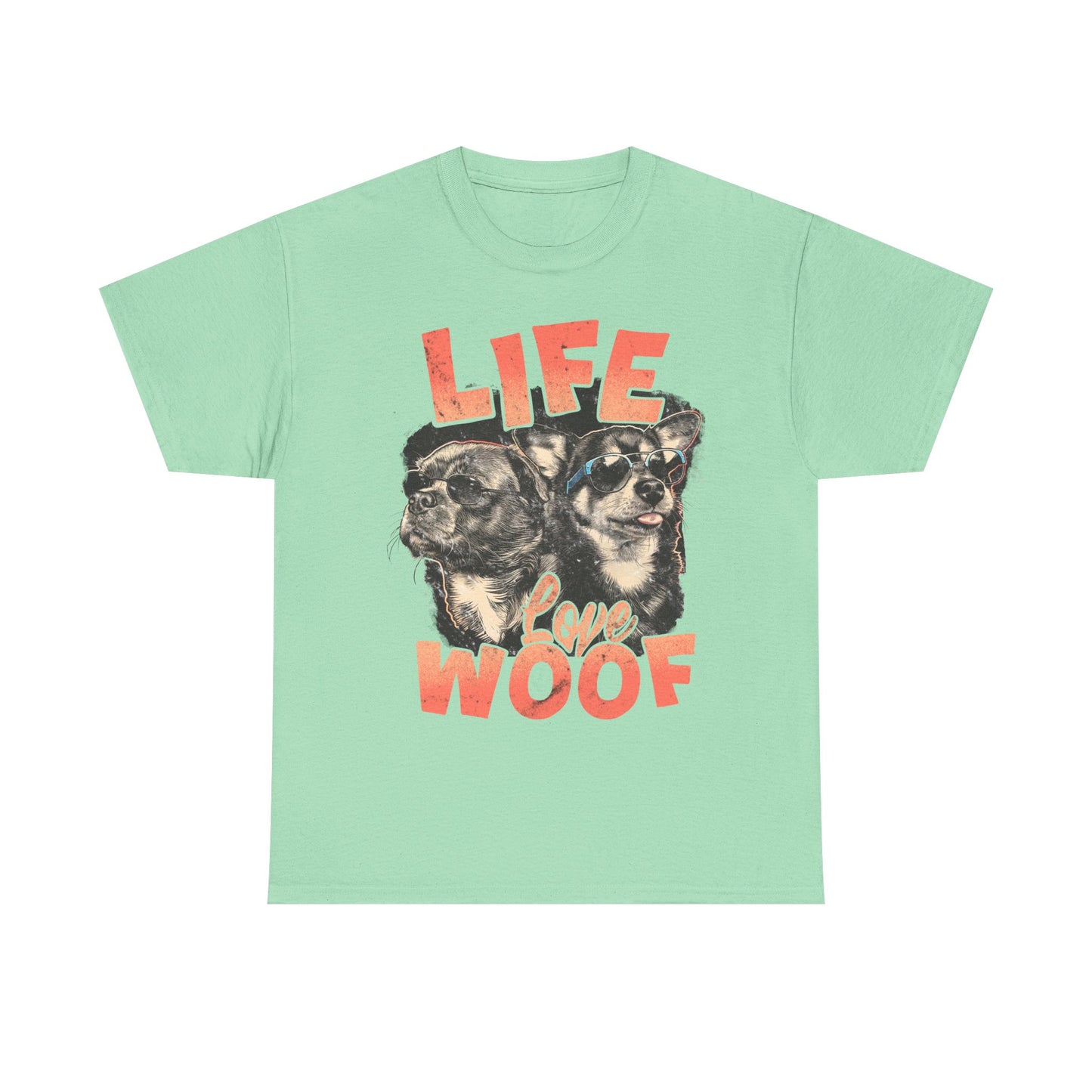Dog Lover Tee - Life Love Woof Unisex Heavy Cotton