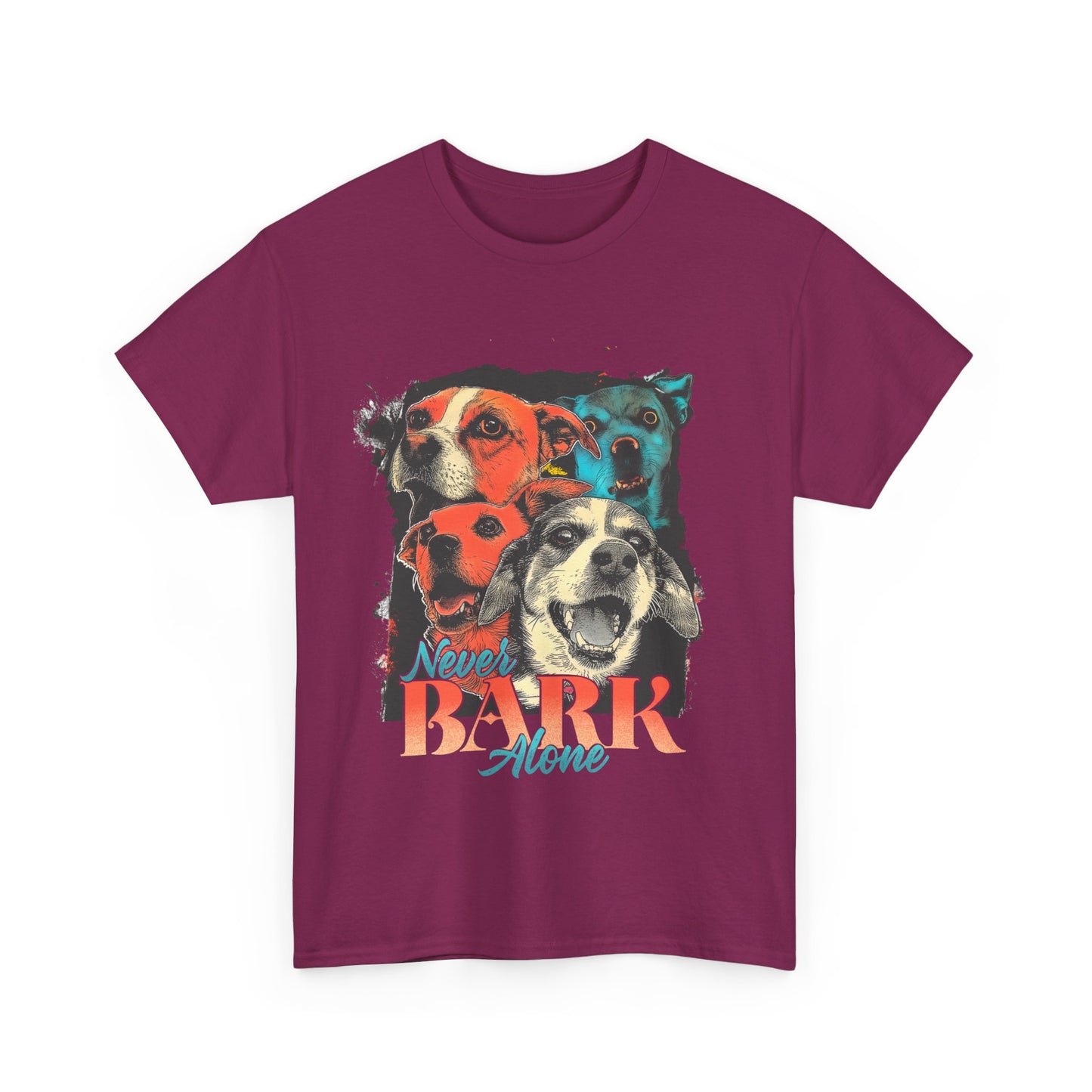 Dog Lover Tee - Never Bark Alone Unisex Heavy Cotton Tee