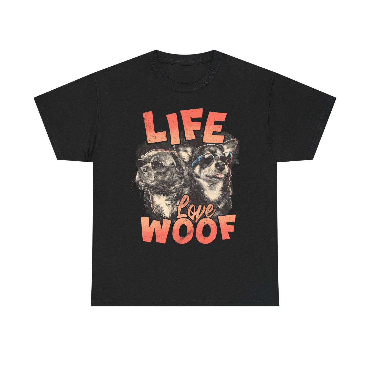 Dog Lover Tee - Life Love Woof Unisex Heavy Cotton