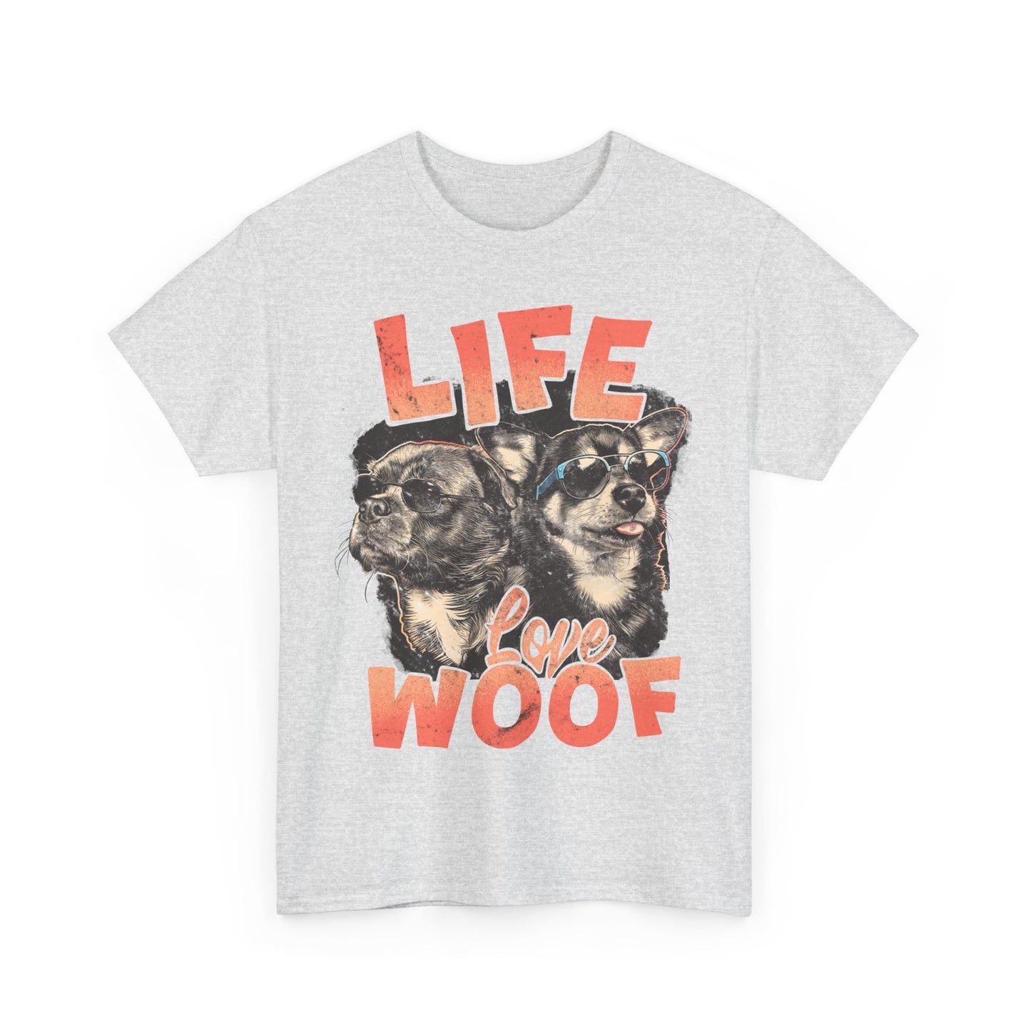 Dog Lover Tee - Life Love Woof Unisex Heavy Cotton
