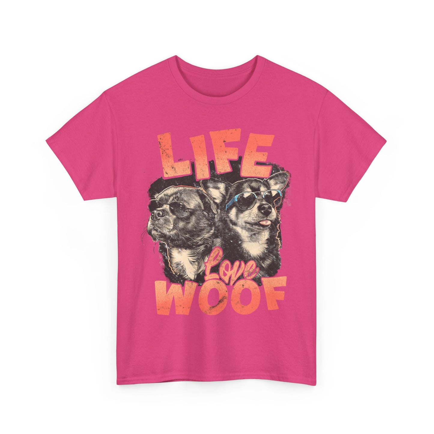 Dog Lover Tee - Life Love Woof Unisex Heavy Cotton
