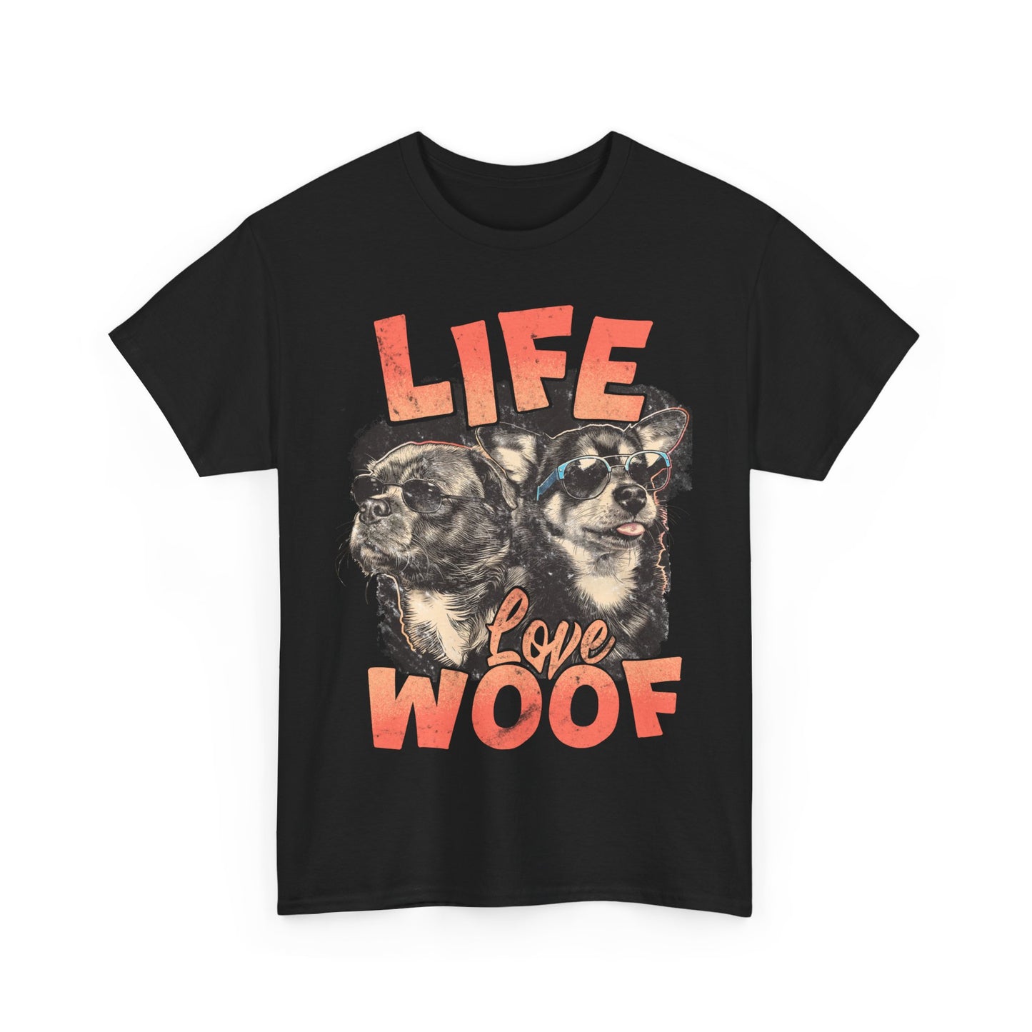Dog Lover Tee - Life Love Woof Unisex Heavy Cotton