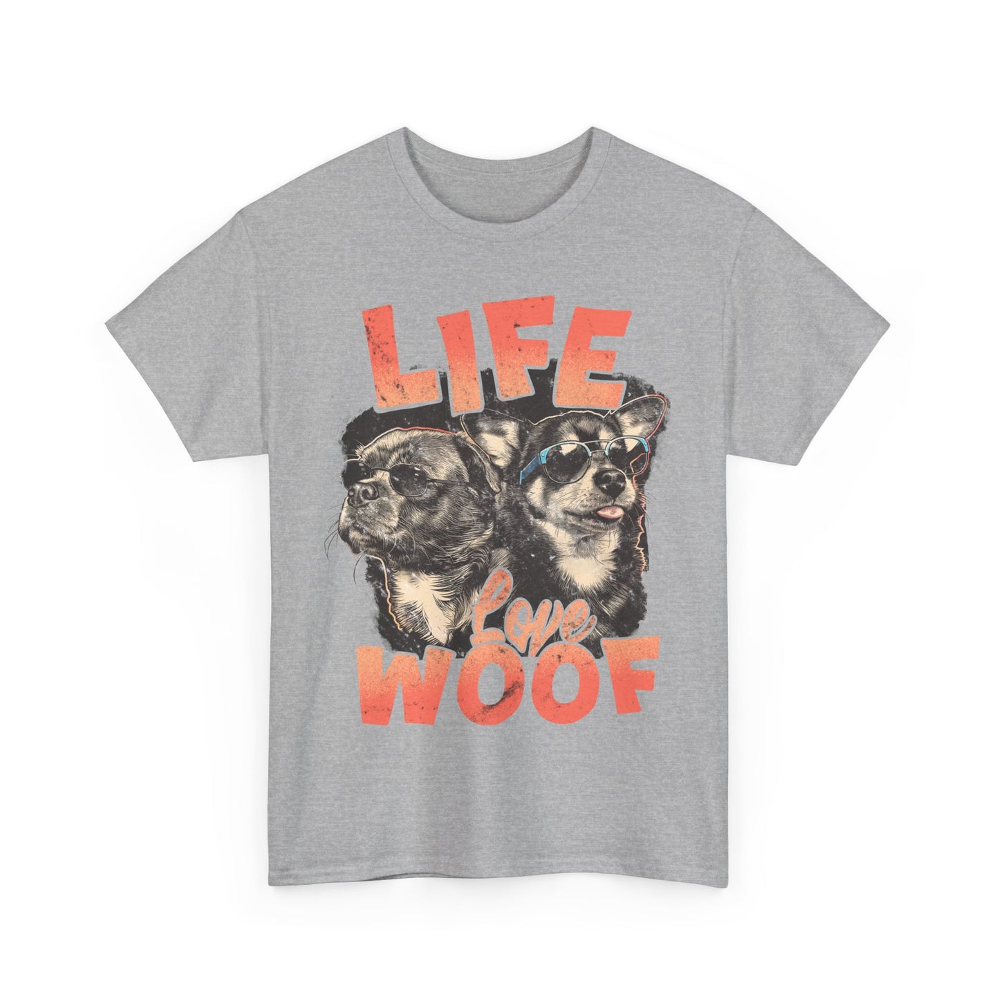Dog Lover Tee - Life Love Woof Unisex Heavy Cotton