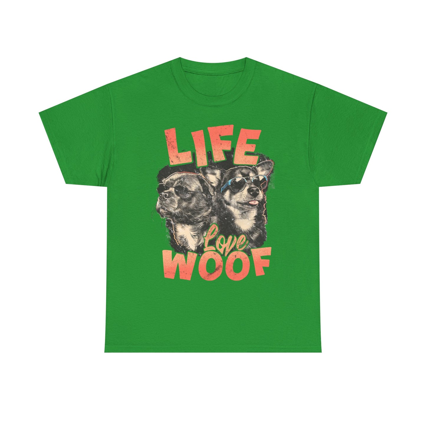 Dog Lover Tee - Life Love Woof Unisex Heavy Cotton