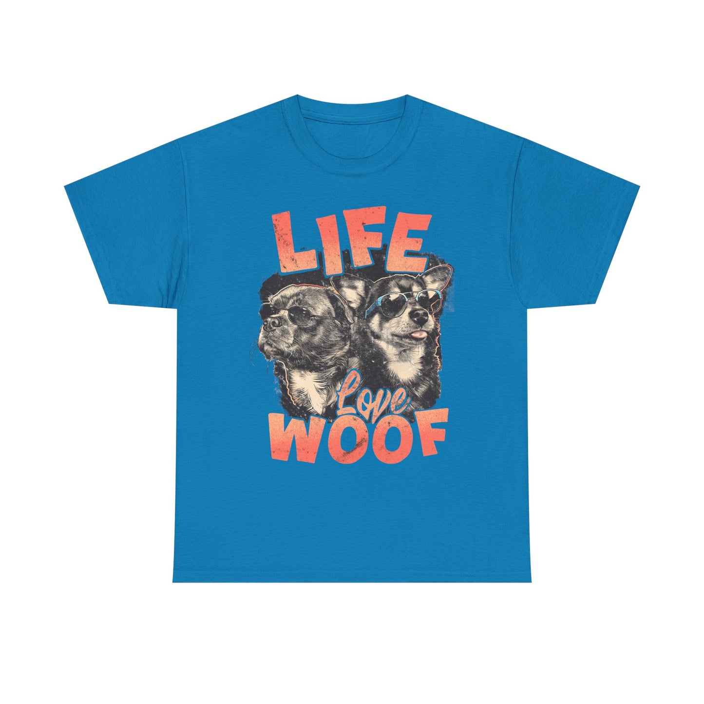 Dog Lover Tee - Life Love Woof Unisex Heavy Cotton