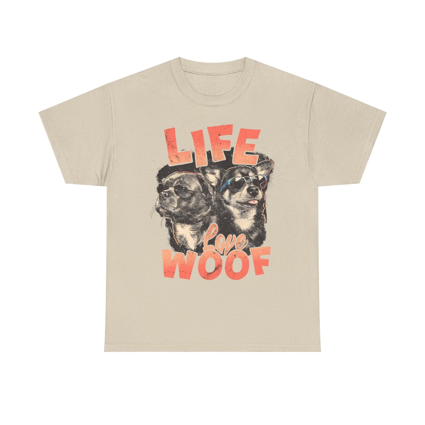 Dog Lover Tee - Life Love Woof Unisex Heavy Cotton